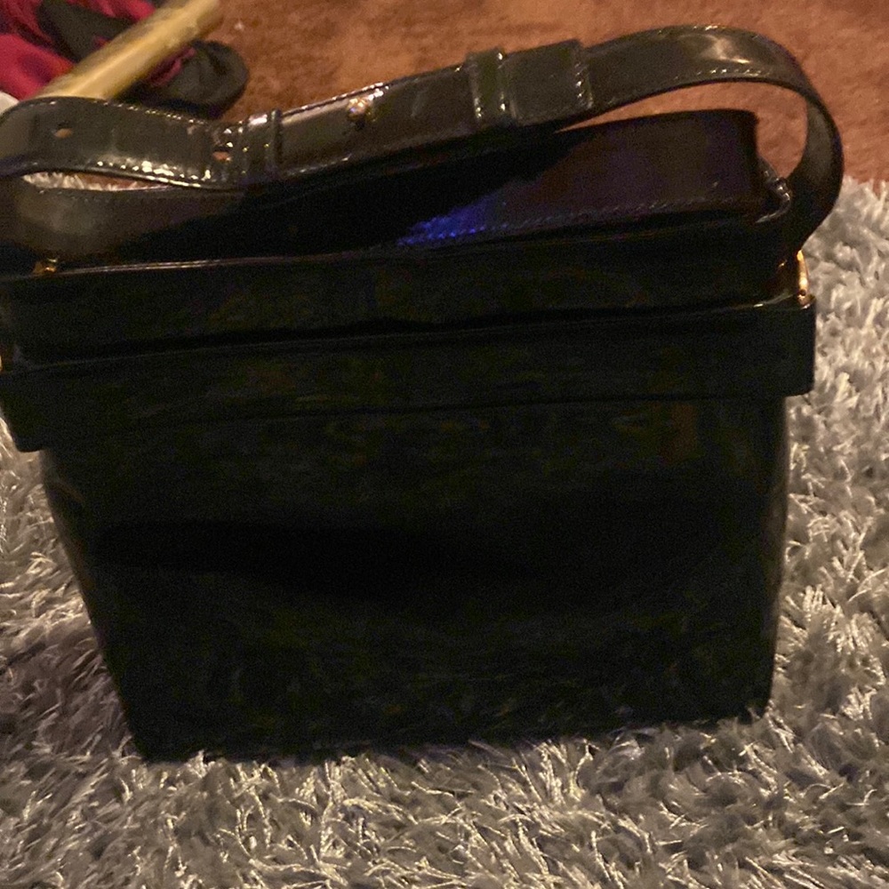 Black patent leather Ferragamo small purse